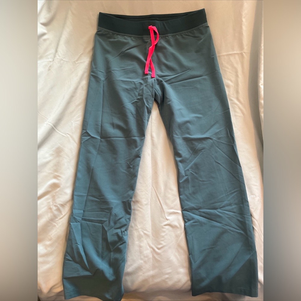 Figs Green Leggings with Pink Accents